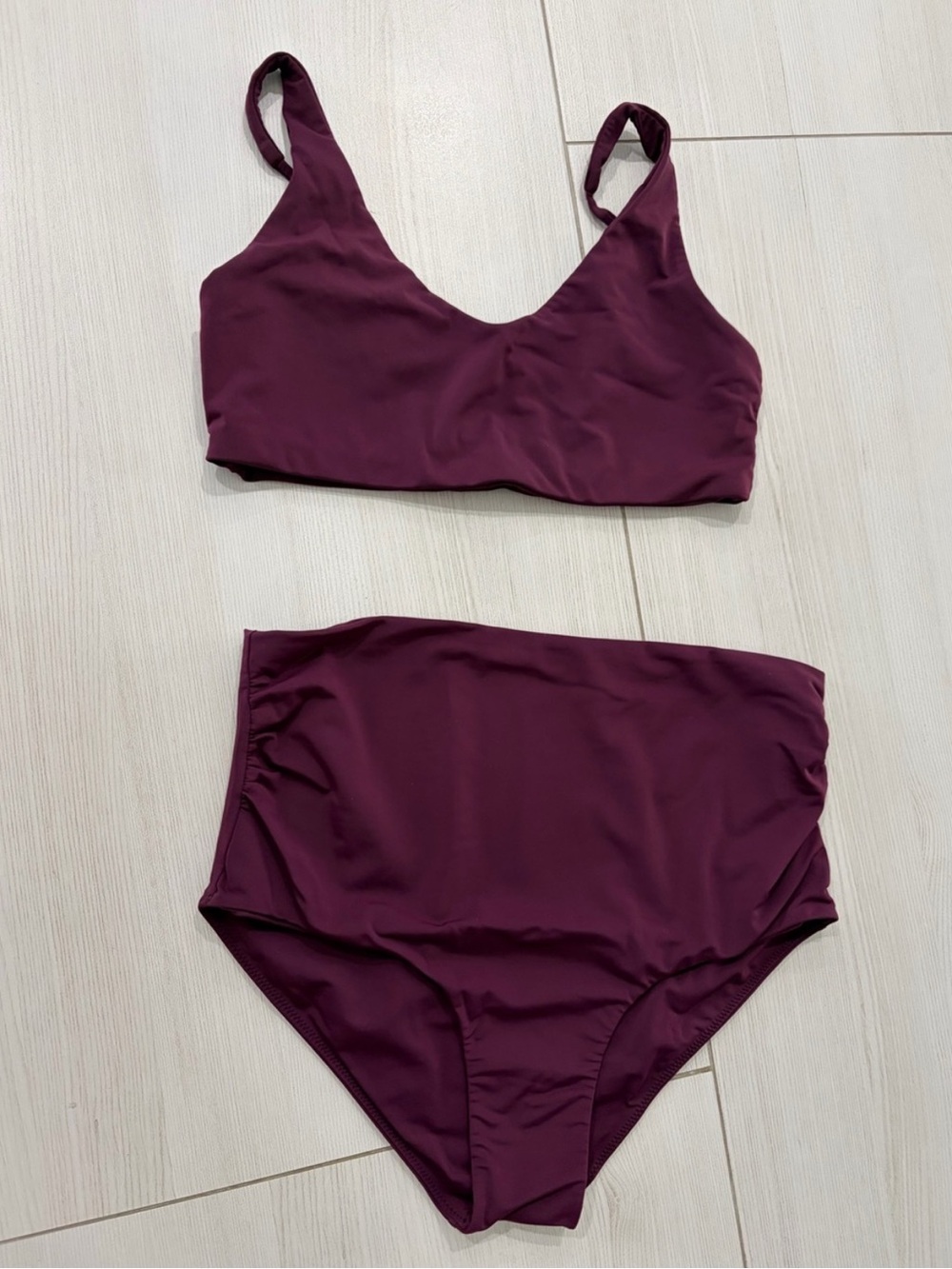 HATCH Maternity Deep Plum Scoop Two-Piece Bikini S